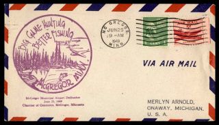 Municipal Airport Dedication Mcgregor Minnesota June 25 1949 Purple Cachet