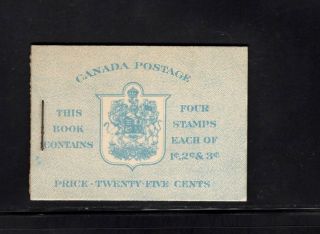 Canada 1937 25c Kgvi Airmail Rate Booklet Bk31e