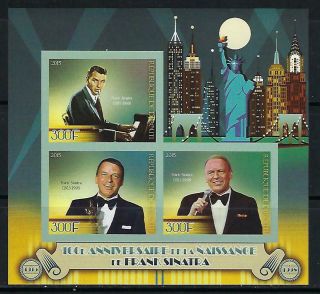 M1838 Nh 2015 Imperf Souvenir Sheet Of 3 Singer Actor Frank Sinatra