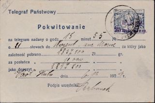 Poland 1923 Telegram Fi Ct 18