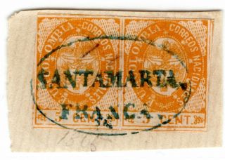 Colombia - Classic - Vii Issue - 5c Pair - Santa Marta Cancel - Sc 37a - 1865 Rr