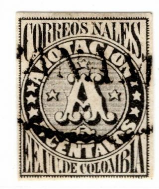 Colombia - Classic - Registration - 5c Stamp - Panama Cancel - Sc F3 - 1870 Rrr