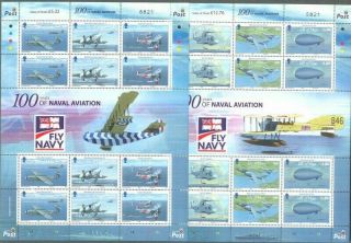 Isle Of Man - 100 Years Of Naval Aviation - Mnh Set Of Sheets - Aircraft - 2009
