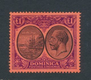 Dominica 1923,  £1 Vf Mlh Sg 91 Cat£225 (see Below)