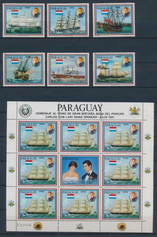 Gx03822 Paraguay 1981 Royal Wedding Boats Sailing Ships Fine Lot Mnh