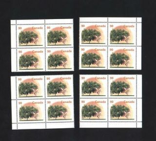 Canada 1374bii Xf/nh Plate Block Set With Certs.