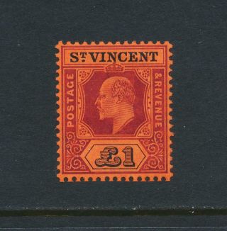 St Vincent 1911,  £1 Vf Mlh Sg 93 Cat£275 (see Below)