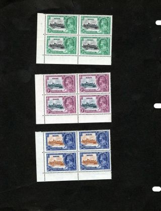 Malta Stamps 1935 S.  Jubilee 1/2d,  2 1/2d,  And 1/ - Vals.  In M.  Corner Marg.