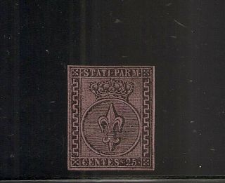 1852 Italy Parma Sc 4,  25c,  10 Stamps Known,  $62000.  00,  Rarity