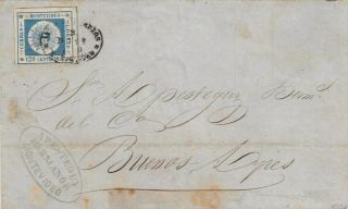 Uruguay 120 Cts On Cover To Buenos Aires 1859 Certificate