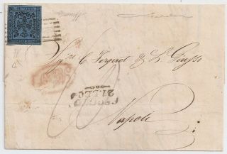1855 Italy Modena To Napoli Taxed Cover,  40c Stamp,  5 Covers Known