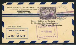 Nicaragua Postal History: Lot 50 1931 Air 15c Granada - Hamburg $$$