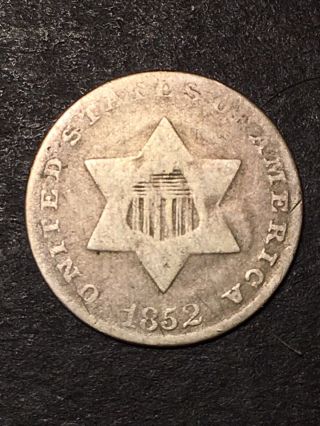 1852 3 Cent Silver 3c Us Three Cent Piece Trime