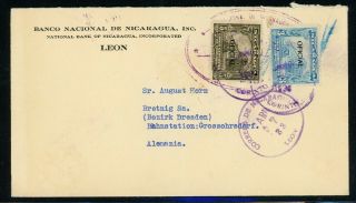 Nicaragua Postal History: Lot 48 1933 8c Official Leon - Corinto - Germany $$$