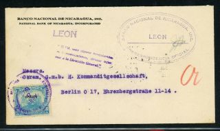 Nicaragua Postal History: Lot 46 1925 10c Official Leon - Berlin Germany $$$