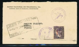 Nicaragua Postal History: Lot 45 1935 25c Official Managua - Genova Italy $$$