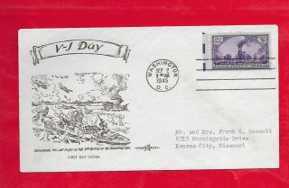 V - J Day Event Cover With Pent Arts Cachet Posted September 2,  1945