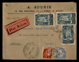 Dr Who 1932 France Paris Airmail To Canada E56636