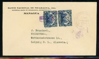 Nicaragua Postal History: Lot 40 1934 8c Official Managua - Leipzig $$$