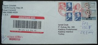 Us 3 Sc 2173 - 2194 - 3261 - 2175 Registered Postal Cover To Turkey