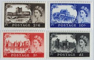 Stamp Elizabeth Waterlow Castles Set Sg536 - 539 Unmounted British Post Ilkeston