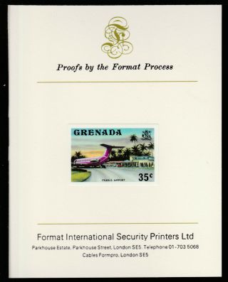 Grenada (440) 1975 Pearls Airport 35c Imperf On Format International Proof Card