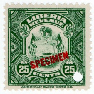 (i.  B) Liberia Revenue : Duty Stamp 25c (abn Specimen)