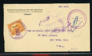 Nicaragua Postal History: Lot 34 1930 Official 2nd Mail Granada - Nyc $$$