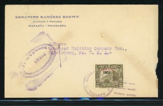 Nicaragua Postal History: Lot 33 1931 Official 5c Managua - Harrisburg $$$
