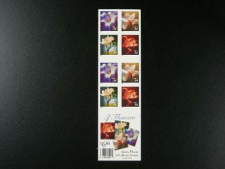 Us Scott 3490e Booklet Pane Of 20 Flowers 34c Stamps Never Folded S63