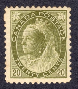 Canada 1898 - 1902 Qv Numerals 20c Olive - Green Top Value M,  Sg 165 Cat £325