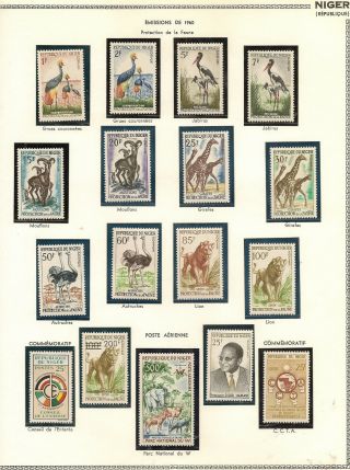 Niger 1959 - 67 Complete Colln On Printed Leaves Inc 1959 Wildlife To 500f (184)