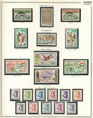 NIGER 1959 - 67 COMPLETE COLLN ON PRINTED LEAVES INC 1959 WILDLIFE TO 500F (184) 2