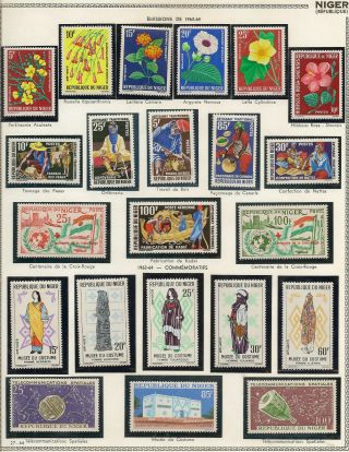 NIGER 1959 - 67 COMPLETE COLLN ON PRINTED LEAVES INC 1959 WILDLIFE TO 500F (184) 4