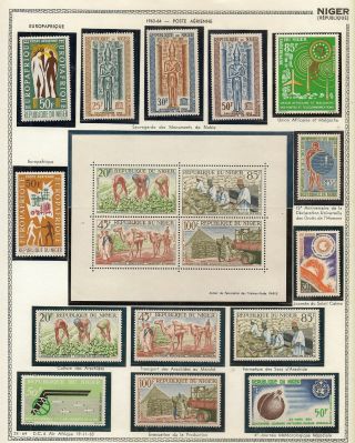 NIGER 1959 - 67 COMPLETE COLLN ON PRINTED LEAVES INC 1959 WILDLIFE TO 500F (184) 5