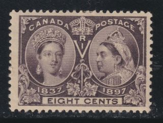 Canada Scott 56 Vf Mh 1897 8¢ Dark Violet Victoria Diamond Jubilee Scv $120