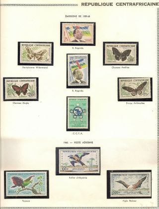 Central African Rep Colln On Printed Leaves Inc 1960 To 500f Fish Eagle (167)
