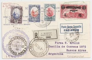 1933 San Marino To Argentina Zeppelin Cover Via Italy,  Cv $2325.  00