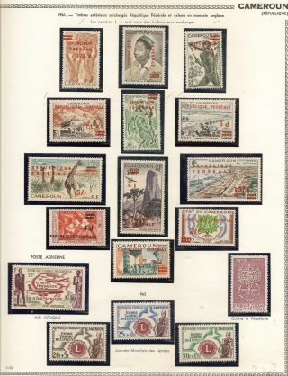 Cameroun 1961 - 66 Colln On Printed Leaves Inc 1961to £1 On 500f,  1962 To 500f