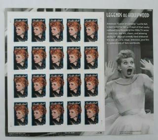 2001 Lucille Ball Legends Of Hollywood 7,  Mnh Sheet 20 X 34¢ Stamps
