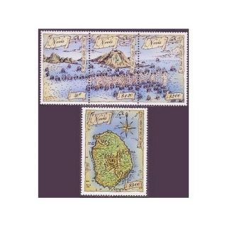 Nevis 580 Ac,  581,  Mnh.  Michel 510 - 513.  Philexfrance - 1989.  Map.  Battle Of Frigate Bay