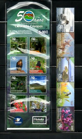 Ecuador,  2018,  Birds,  Animals,  Flowers,  Parks,  Booklet,  5v.  Mnh,