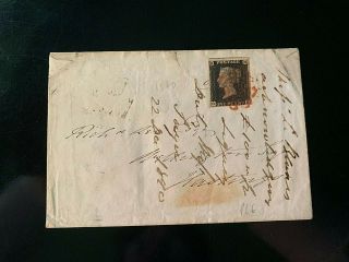 1840 Penny Black On Cover (2 Of 3) With Huge To Close Margins - Plate ?