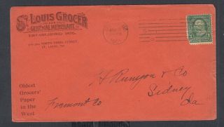 Usa 1901 St Louis Grocer Advertising Cover Machine Cancel To Sidney Iowa