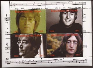 Chad 2013 John Lennon Of The Beatles 4 Stamp Sheet 3b - 249