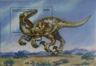 Dinosaurs Prehistoric Animals Utah Raptor Guinea S/s Mnh M242