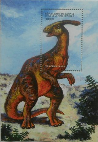 Dinosaurs Prehistoric Animals Parasaurolophus Guinea S/s Mnh M243
