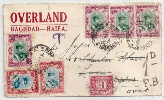 1930 Persa Middle East To England Overland Cover Via Iraq / Palestine
