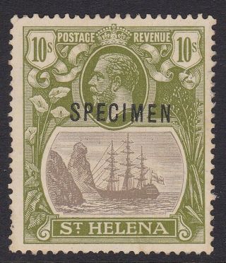 St Helena 1922 Badge 10s.  Mega Rare Combination,  Torn Flag And Specimen Opt