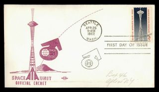 Dr Who 1962 Fdc Seattle Worlds Fair Space Craft Cachet E66863